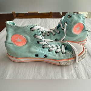 Converse Chuck Taylor All Star Hi-top Aqua Bleached-Peach Pulse, Jr Sz 4